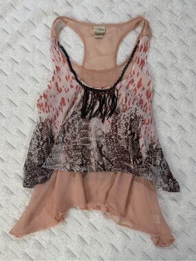 Boho Layered Chiffon Tank Top with Chain “Necklace” Attachment